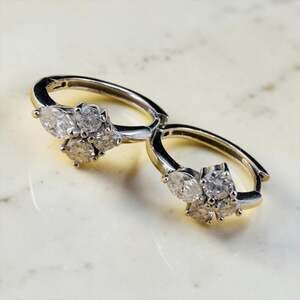 GRA Certified Moissanite Cluster Huggie Hoop Earrings